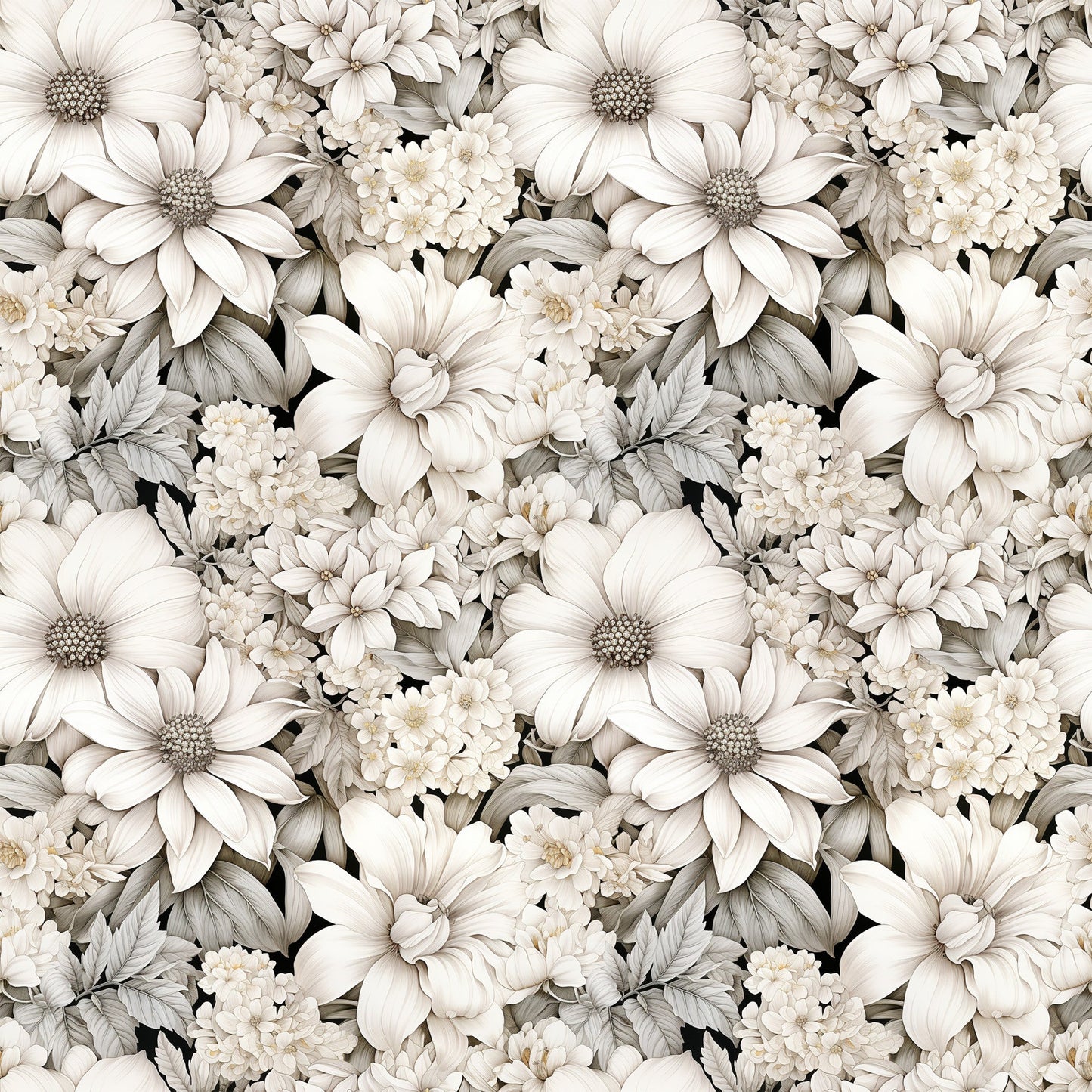 White Flowers Pattern 2 Quilting Cotton Fabric