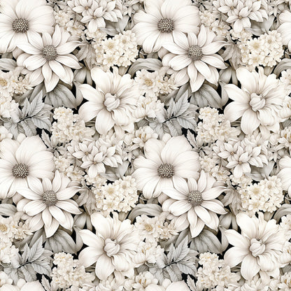 White Flowers Pattern 2 Quilting Cotton Fabric