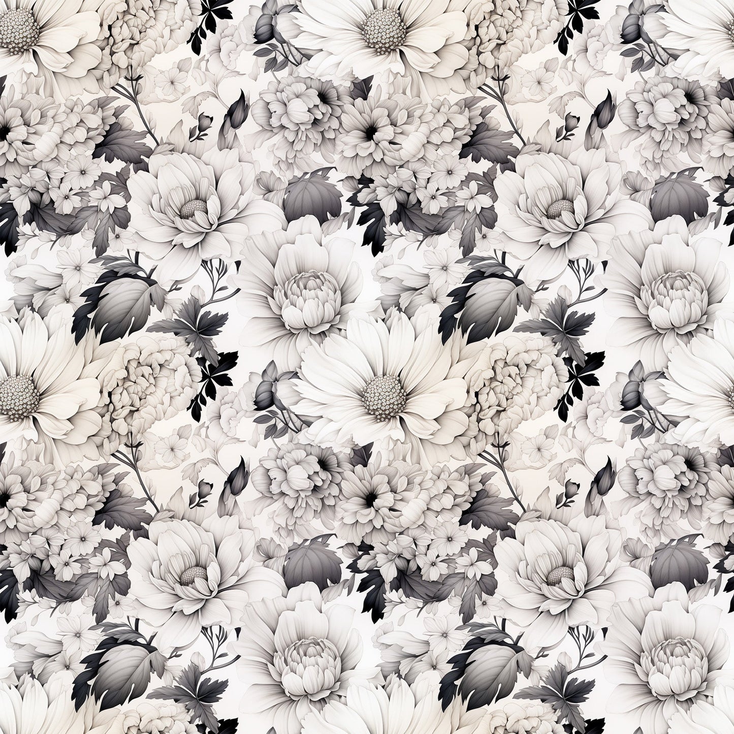 White Flowers Pattern 3 Quilting Cotton Fabric