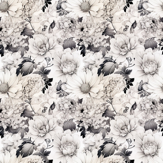 White Flowers Pattern 3 Quilting Cotton Fabric