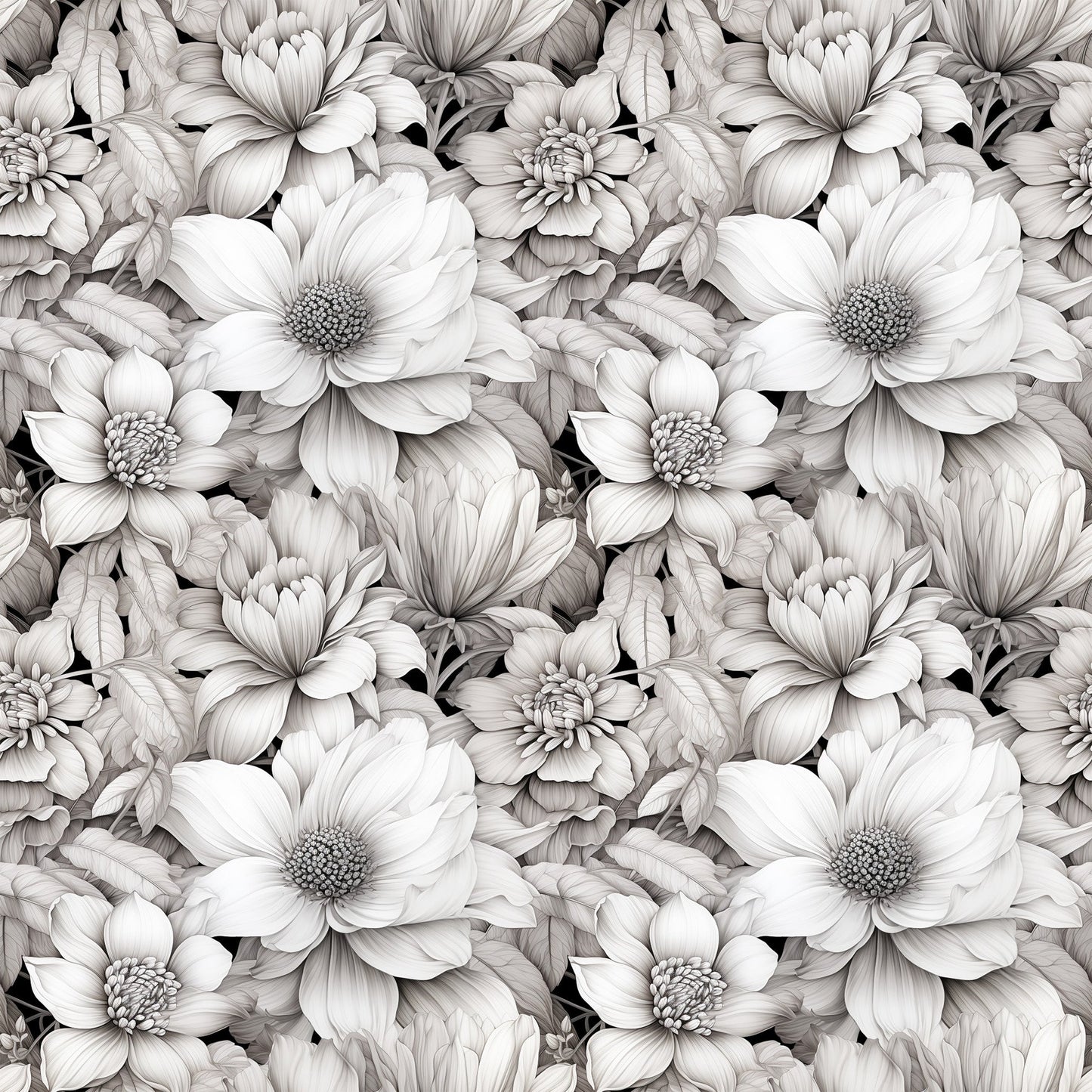 White Flowers Pattern 4 Quilting Cotton Fabric