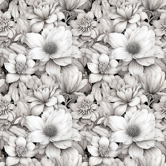 White Flowers Pattern 4 Quilting Cotton Fabric