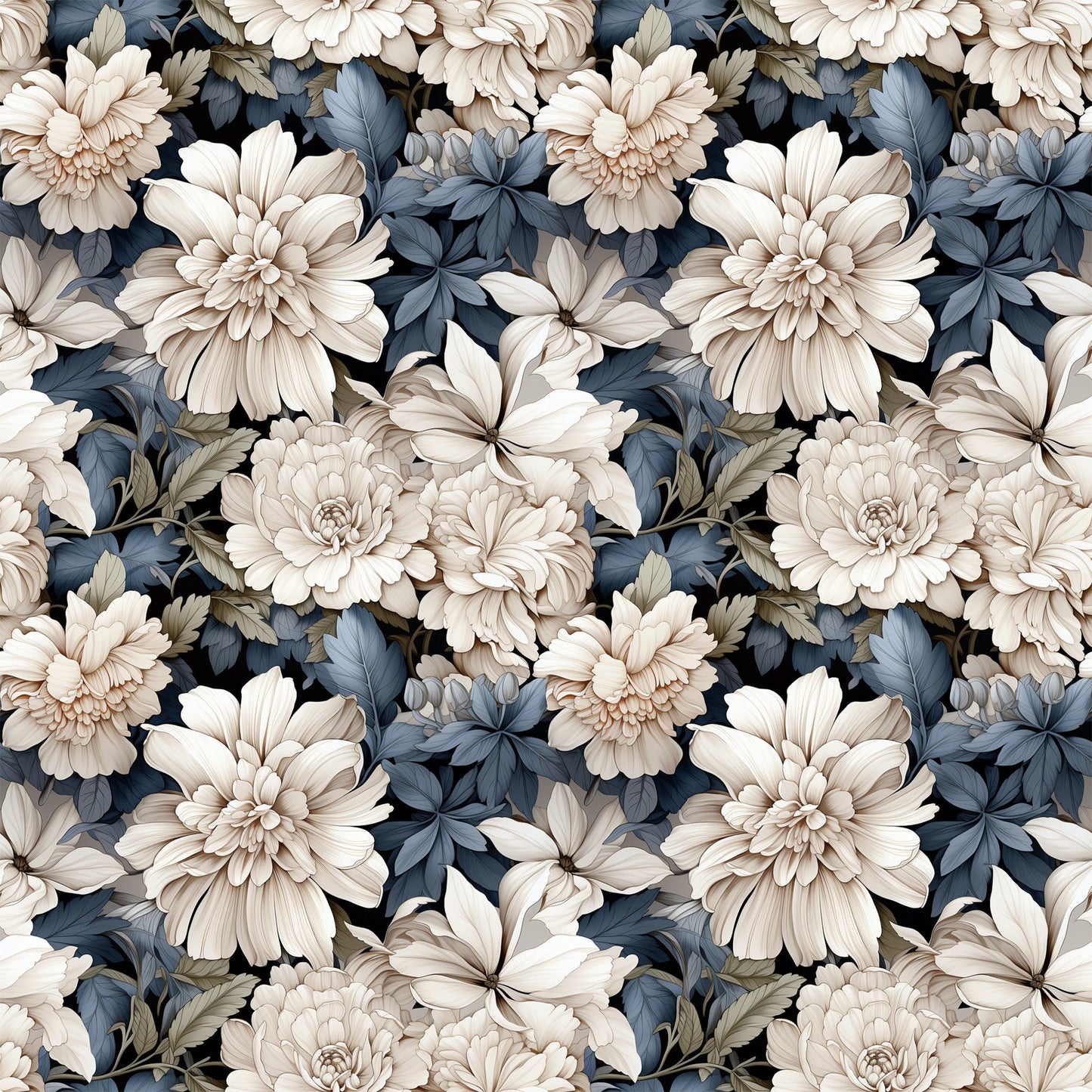 White Flowers Pattern 5 Quilting Cotton Fabric