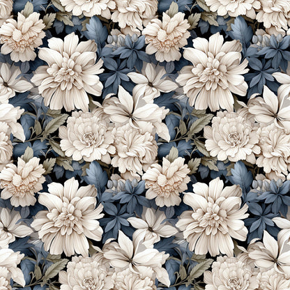 White Flowers Pattern 5 Quilting Cotton Fabric