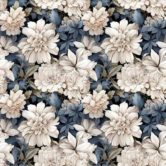 White Flowers Pattern 5 Quilting Cotton Fabric