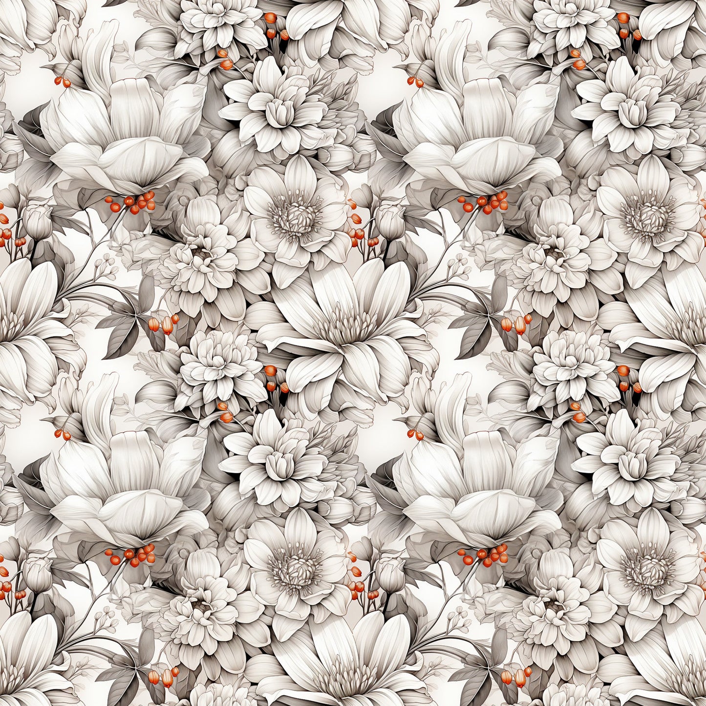 White Flowers Pattern 6 Quilting Cotton Fabric