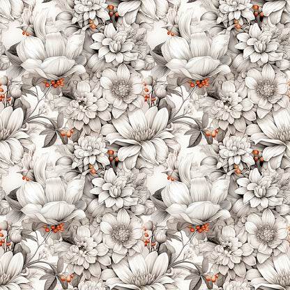 White Flowers Pattern 6 Quilting Cotton Fabric