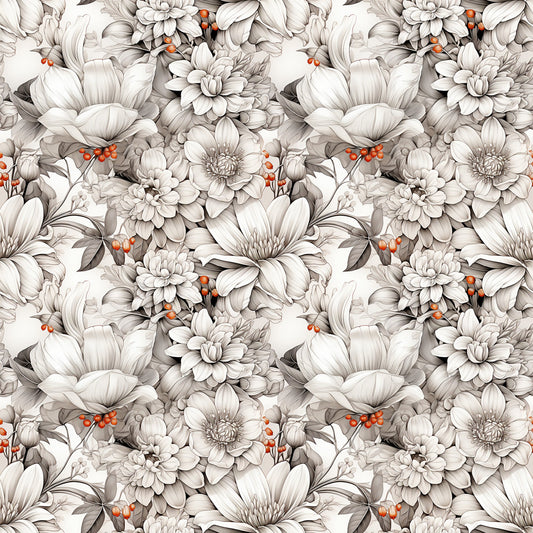 White Flowers Pattern 6 Quilting Cotton Fabric