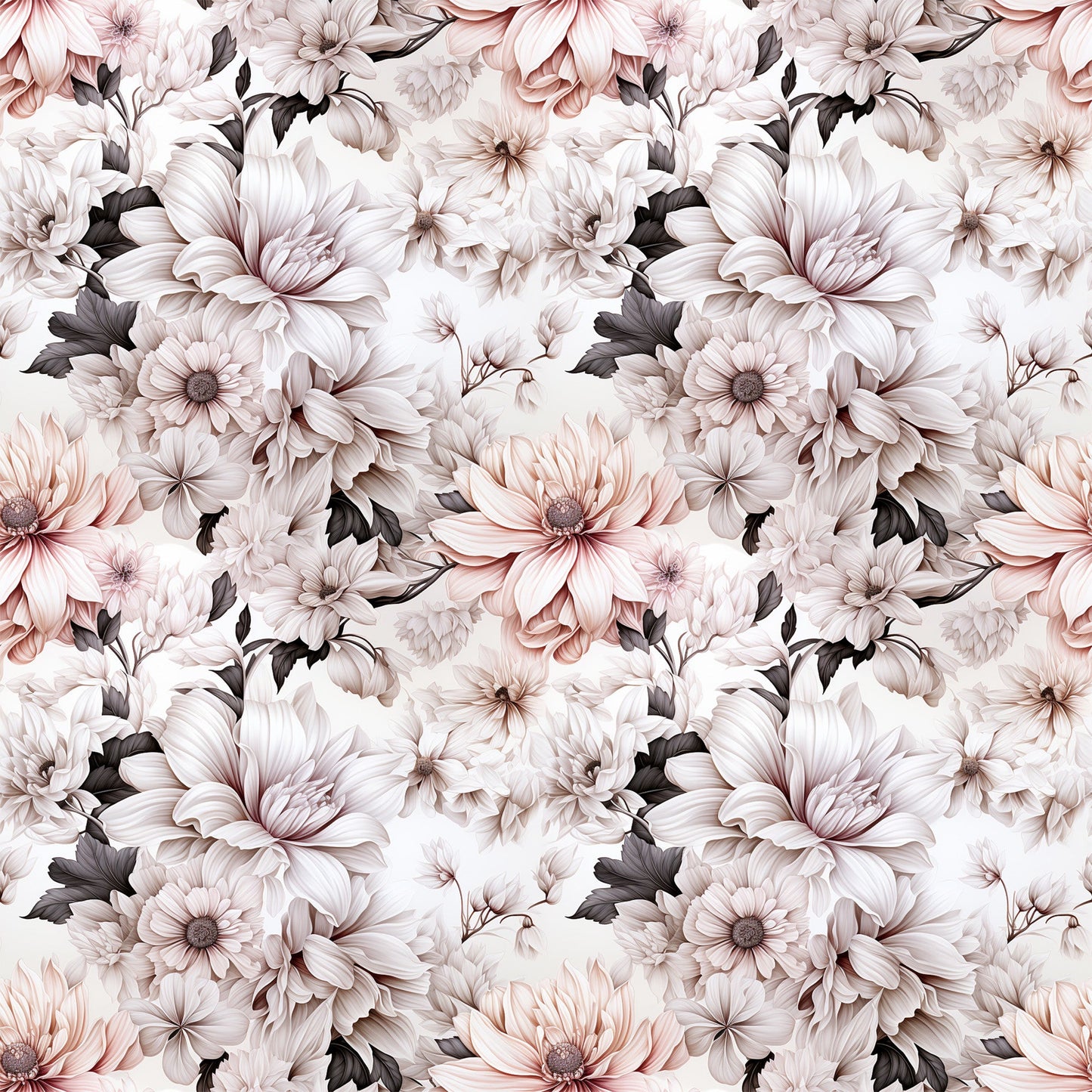 White Flowers Pattern 7 Quilting Cotton Fabric