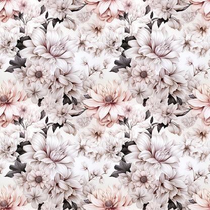 White Flowers Pattern 7 Quilting Cotton Fabric