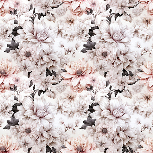 White Flowers Pattern 7 Quilting Cotton Fabric