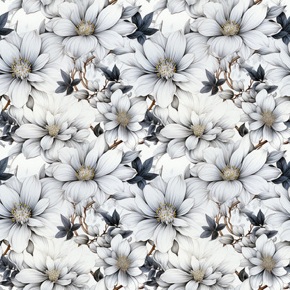 White Flowers Pattern 8 Quilting Cotton Fabric