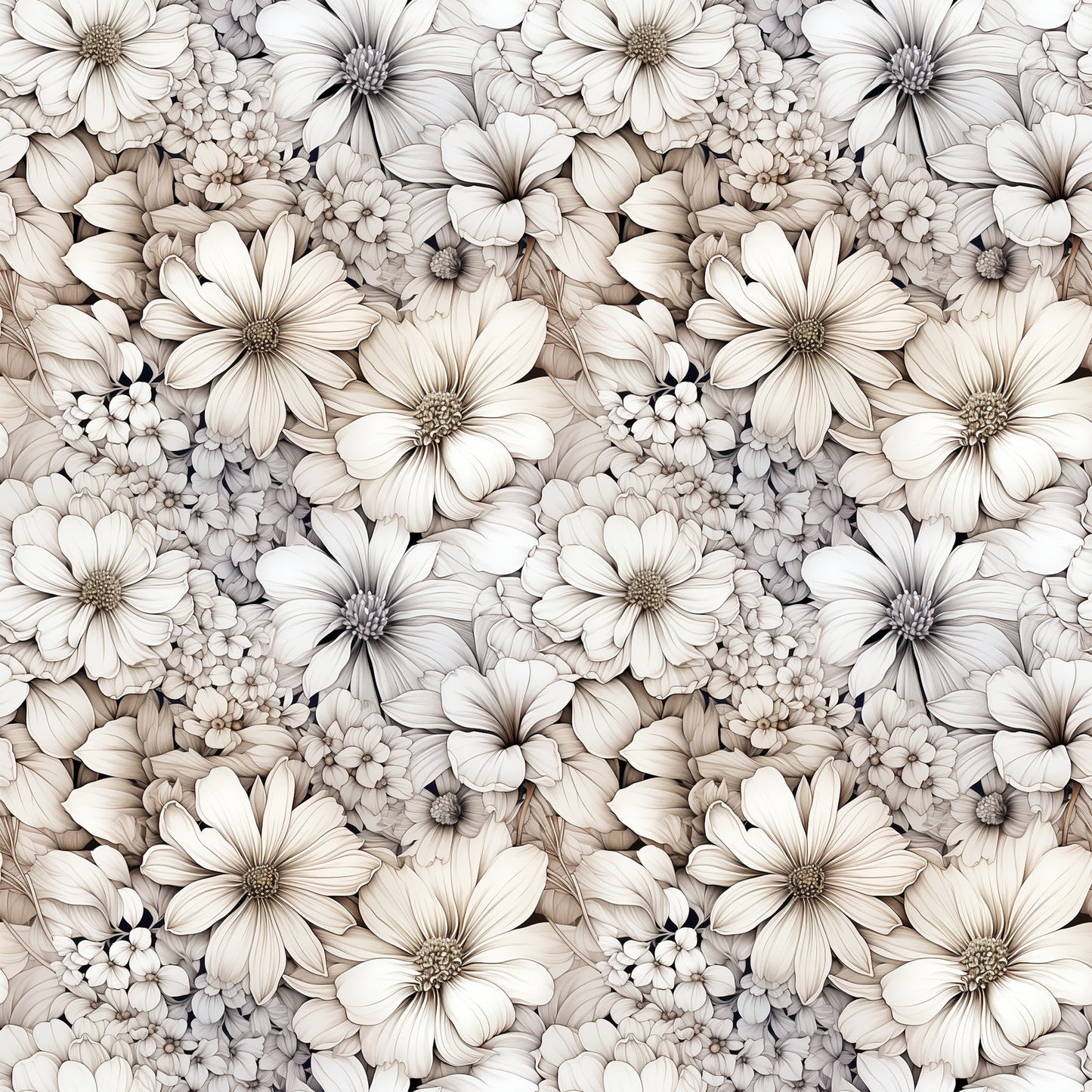 White Flowers Pattern 9 Quilting Cotton Fabric