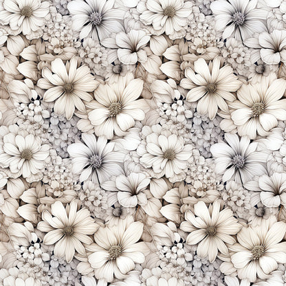 White Flowers Pattern 9 Quilting Cotton Fabric