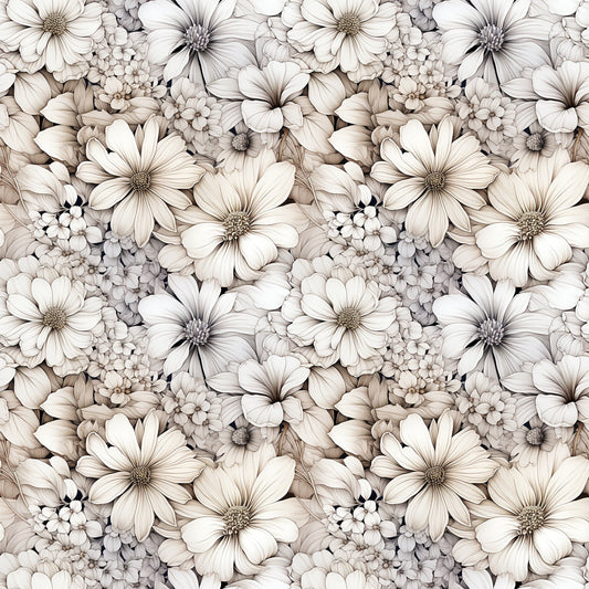 White Flowers Pattern 9 Quilting Cotton Fabric