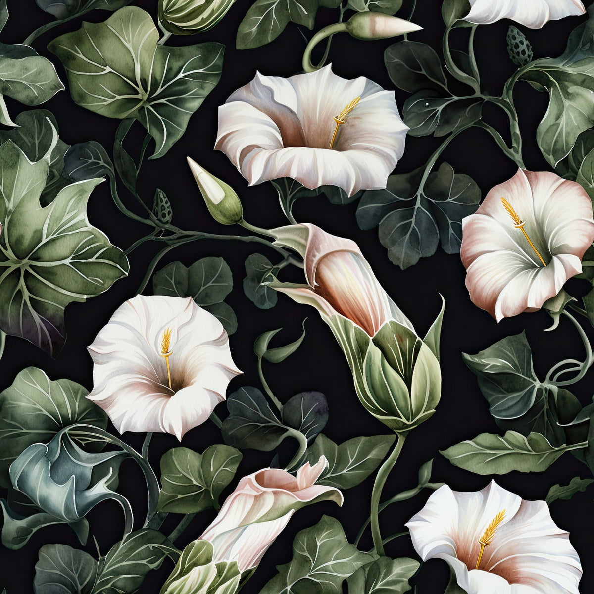 Midnight Moonflowers Pattern 11 Minky Fabric