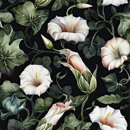 Midnight Moonflowers Pattern 11 Minky Fabric