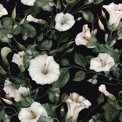 White Morning Glory Pattern 3 Quilting Cotton Fabric