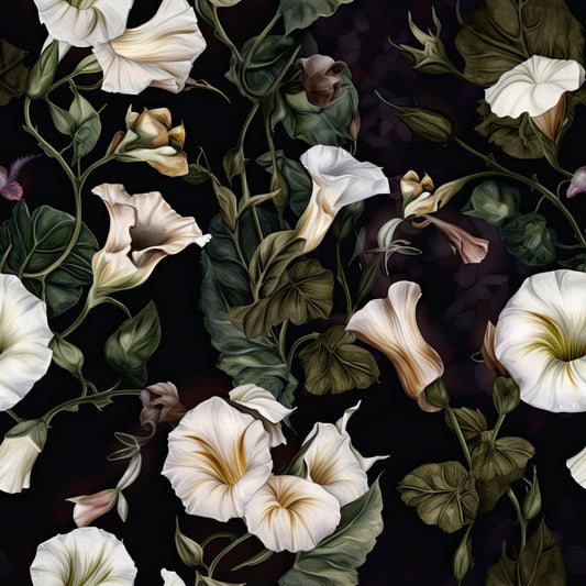 White Morning Glory Pattern 7 Quilting Cotton Fabric