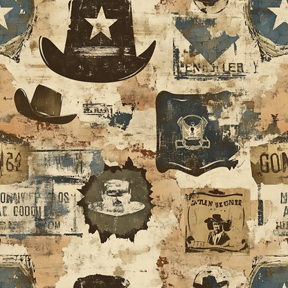 Wild West Wanted Signs Pattern 11 Quilting Cotton Fabric