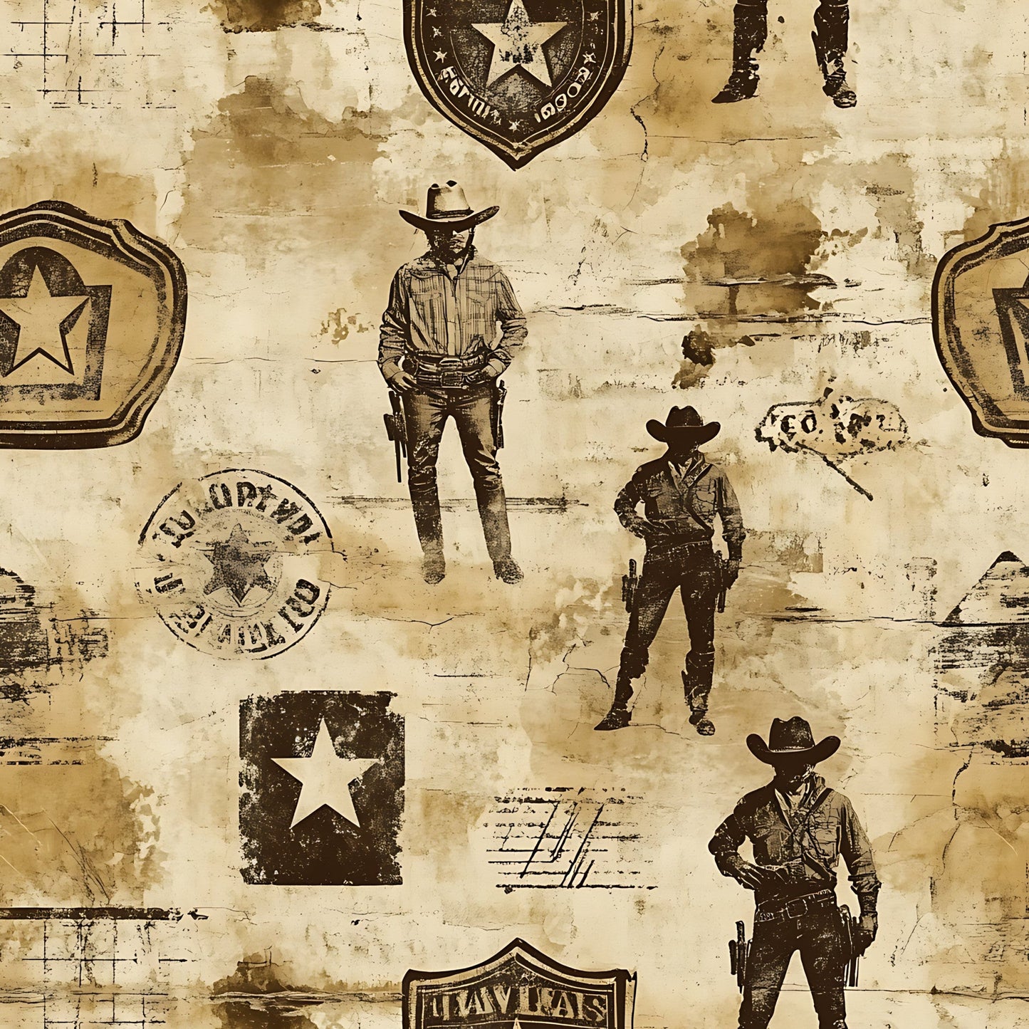Wild West Wanted Signs Pattern 13 Quilting Cotton Fabric