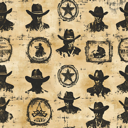 Wild West Wanted Signs Pattern 14 Quilting Cotton Fabric