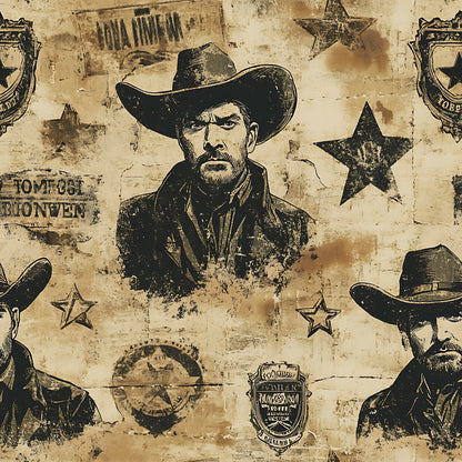 Wild West Wanted Signs Pattern 16 Quilting Cotton Fabric