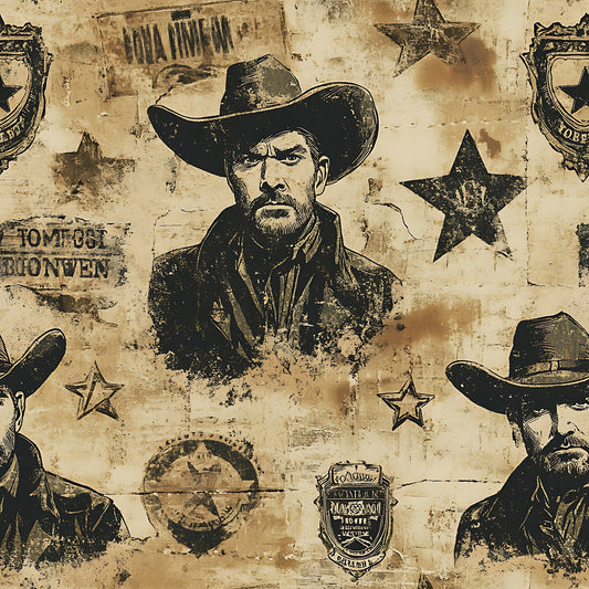 Wild West Wanted Signs Pattern 16 Quilting Cotton Fabric