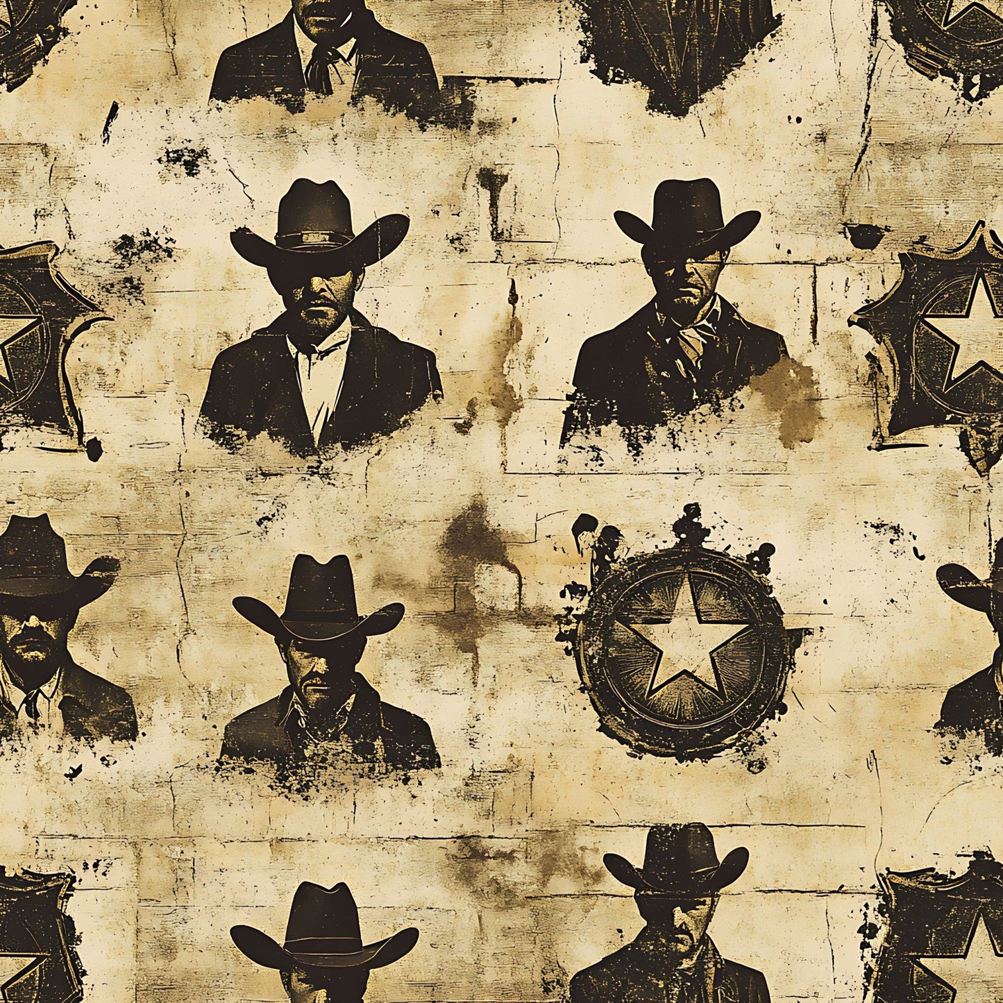 Wild West Wanted Signs Pattern 5 Quilting Cotton Fabric