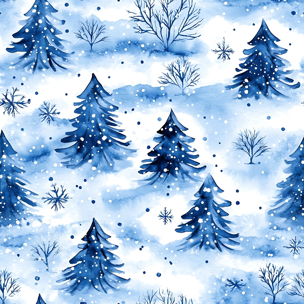 Winter Christmas Trees Minky Fabric