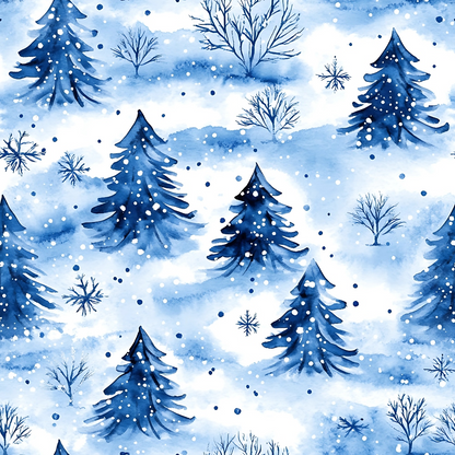 Winter Christmas Trees Minky Fabric