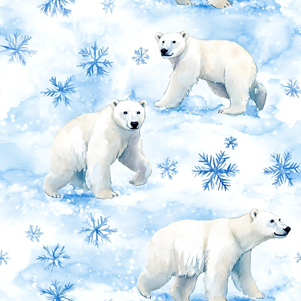Winter Polar Bears Minky Fabric