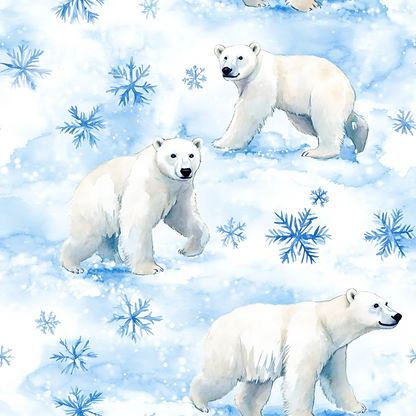 Winter Polar Bears Minky Fabric