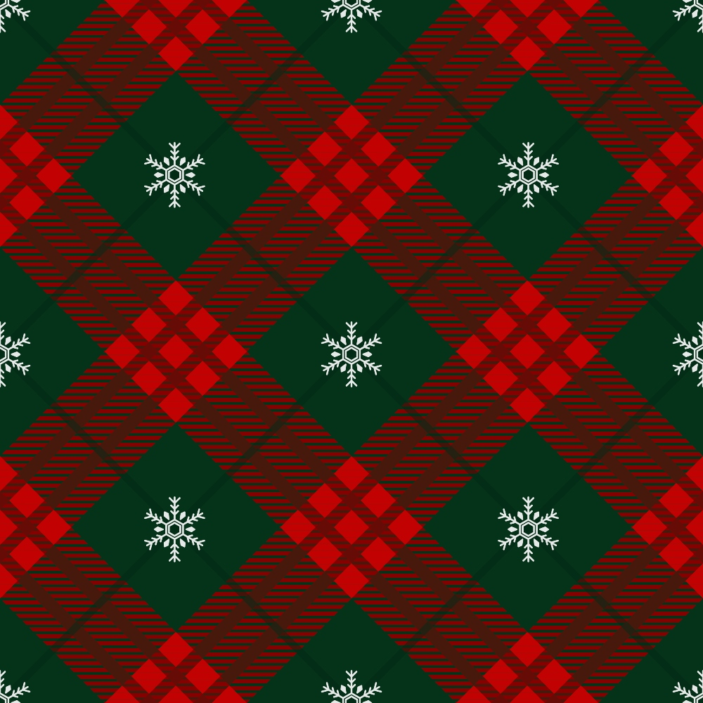 Winter Tartan Plaid with Snowflakes Minky Fabric
