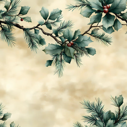Winter Greenery Pattern 1 Quilting Cotton Fabric