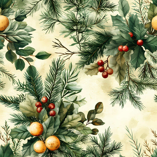 Winter Greenery Pattern 10 Quilting Cotton Fabric