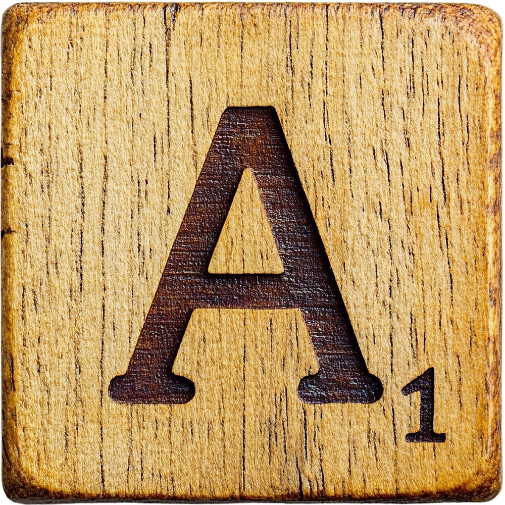 Wood Letter A Blocks Fabric Panel featuring a detailed wooden texture with engraved letter A and number 1 design.