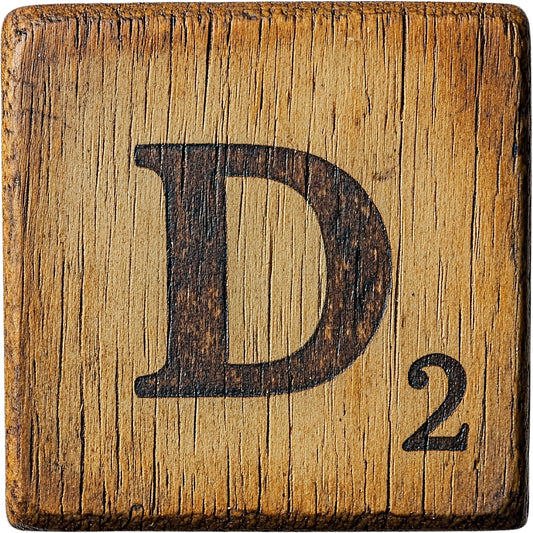 Wood Letter D Blocks Fabric Panel featuring a rustic wooden block design with the letter D and number 2 on premium quilting cotton.
