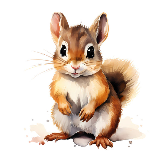 Woodland Baby Chipmunk 1 Fabric Panel featuring a detailed, adorable chipmunk illustration on premium quilting cotton.