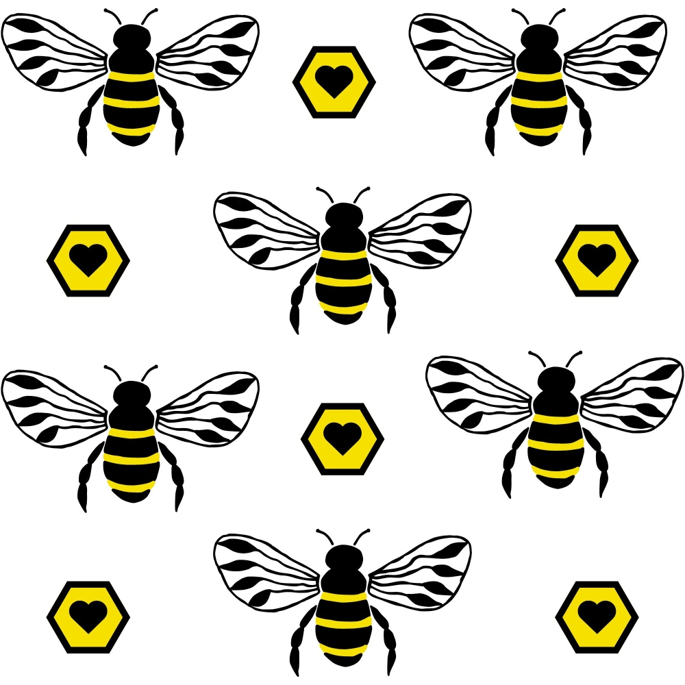 Honeybee Hearts Pattern 2 Minky Fabric