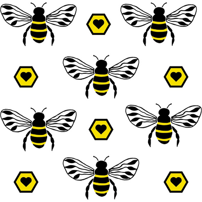 Honeybee Hearts Pattern 2 Minky Fabric