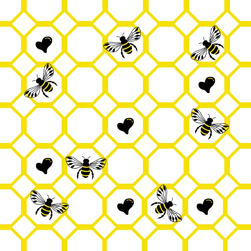 Honeybee Hearts Pattern 5 Minky Fabric