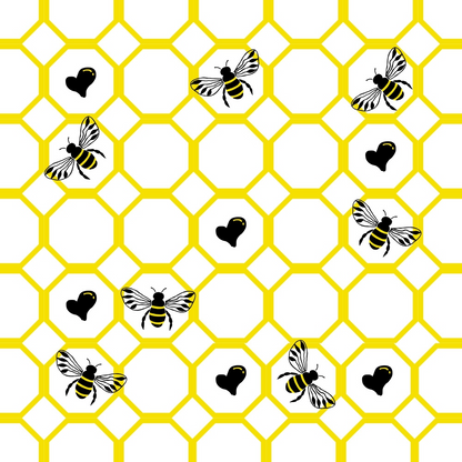 Honeybee Hearts Pattern 5 Minky Fabric