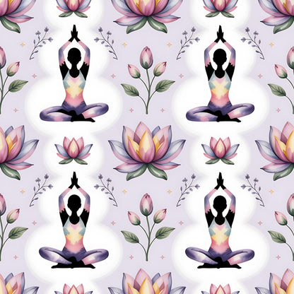 Yoga Poses Pattern 1 Quilting Cotton Fabric
