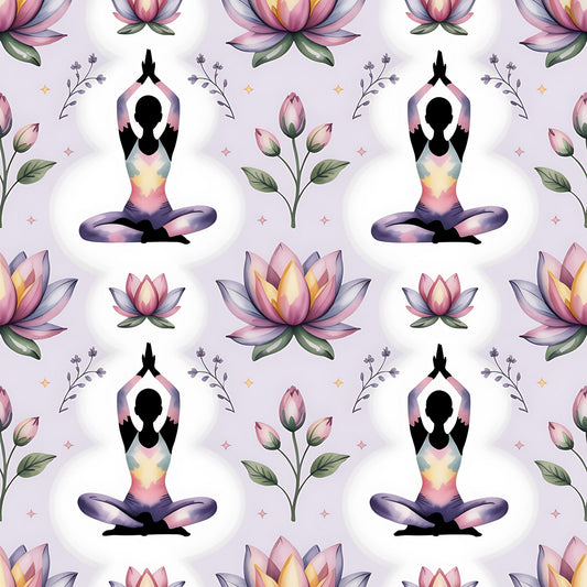 Yoga Poses Pattern 1 Quilting Cotton Fabric