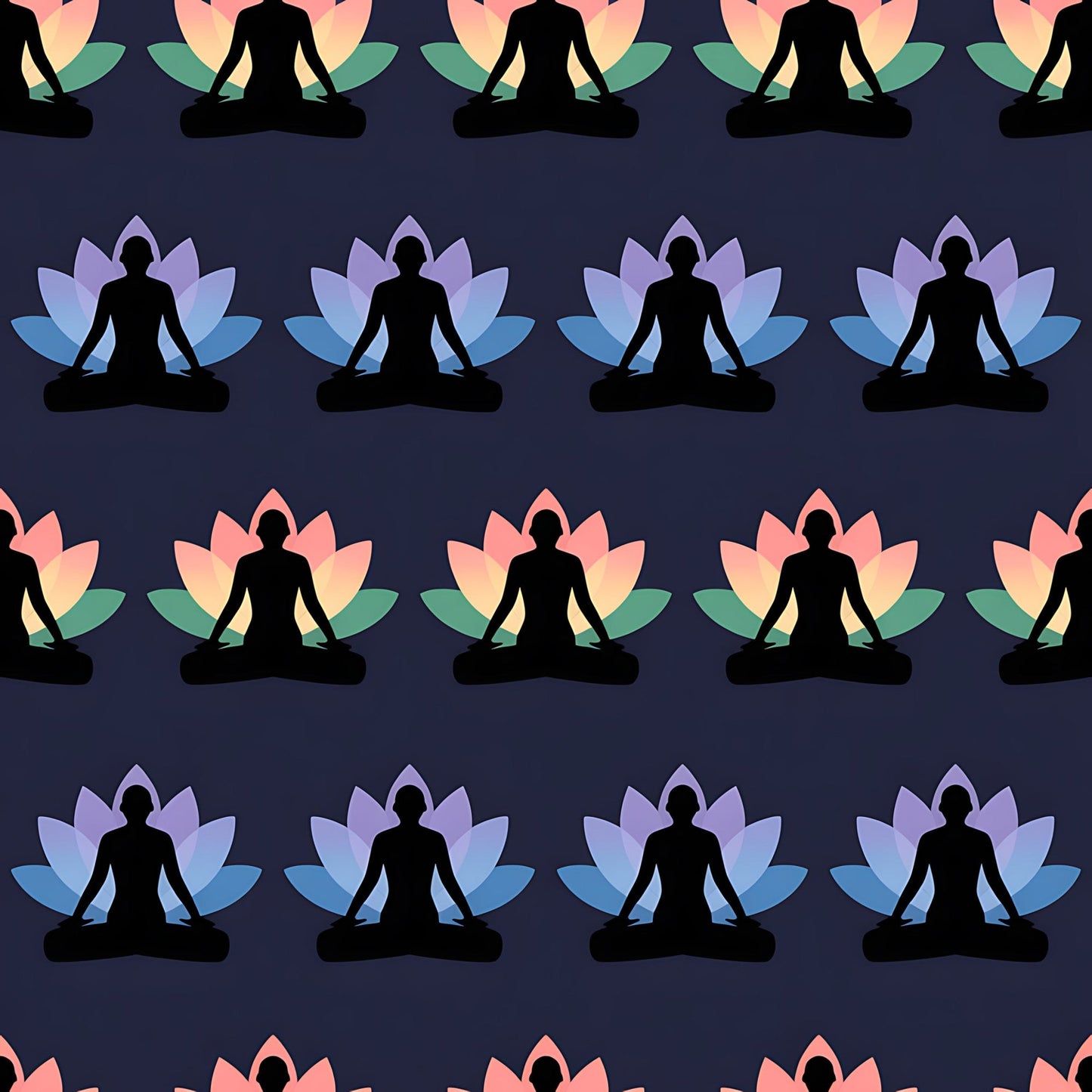 Yoga Poses Pattern 10 Quilting Cotton Fabric
