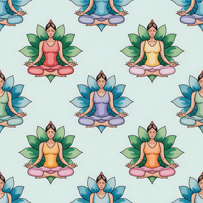 Yoga Poses Pattern 11 Quilting Cotton Fabric