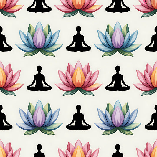 Yoga Poses Pattern 12 Quilting Cotton Fabric