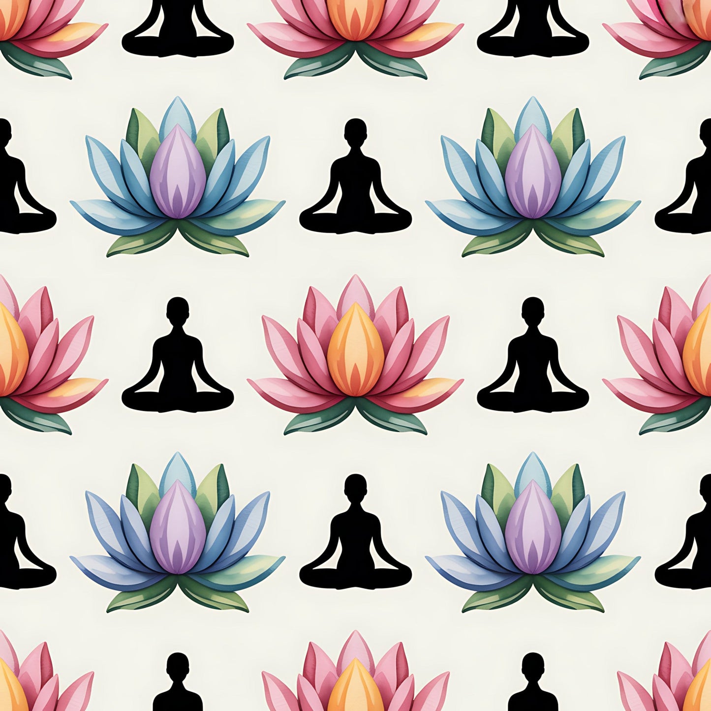 Yoga Poses Pattern 12 Quilting Cotton Fabric