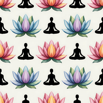 Yoga Poses Pattern 12 Quilting Cotton Fabric